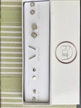 Rain Jewelry Collection Multi-Pair (5 pairs) Stud Earring Set - New in Box